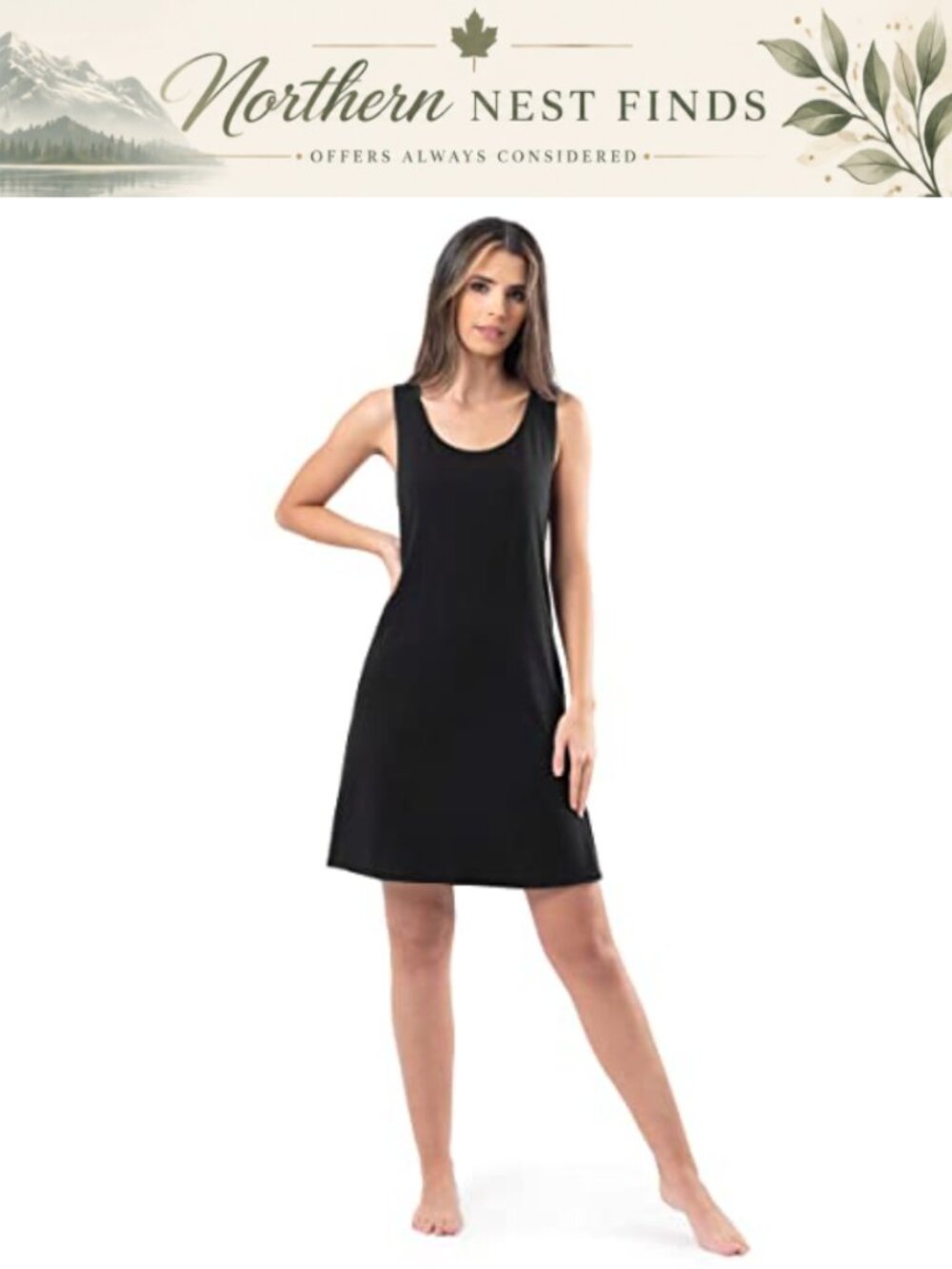 Sleeveless Scoop Neck Sleep Chemise Relaxed Fit Breathable Jersey Nightgown